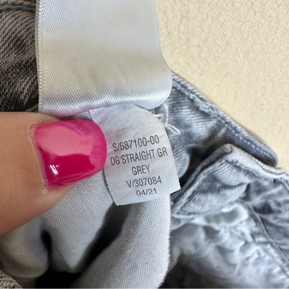 Old Navy OG Straight High Rise Button Fly Gray Denim Jeans Women’s Size 4 - Picture 11 of 15